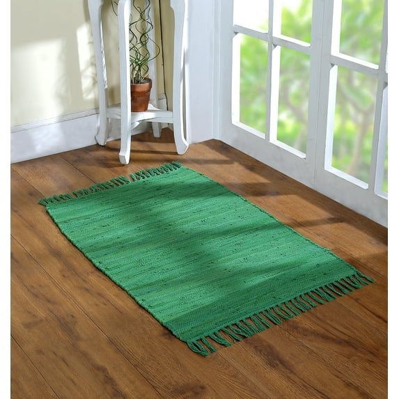 Cotton Rag Rug 24x36'' | 2x3' Multicolor Area Rugs- Hand Woven Washable & Reversible for Living Room Kitchen Entryway Throw Rug with Tassel