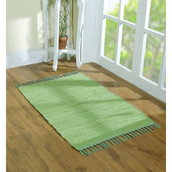 Cotton Rag Rug 24x36'' | 2x3' Multicolor Area Rugs- Hand Woven Washable & Reversible for Living Room Kitchen Entryway Throw Rug with Tassel