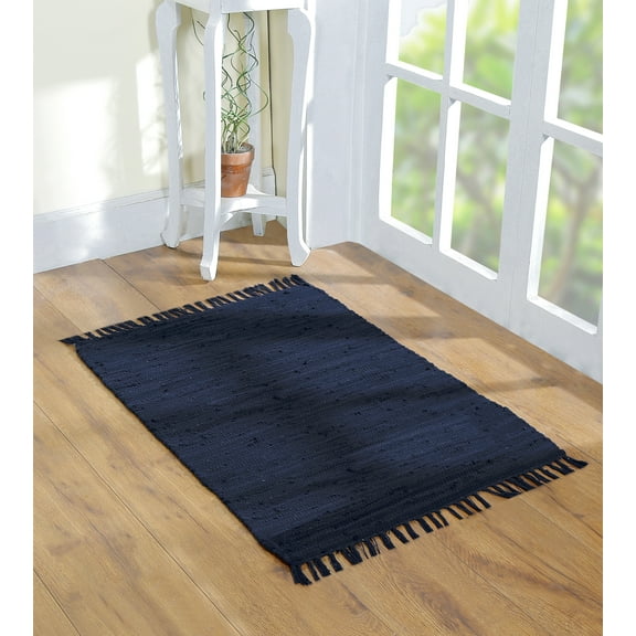 Cotton Rag Rug 24x36'' | 2x3' Multicolor Area Rugs- Hand Woven Washable & Reversible for Living Room Kitchen Entryway Throw Rug with Tassel