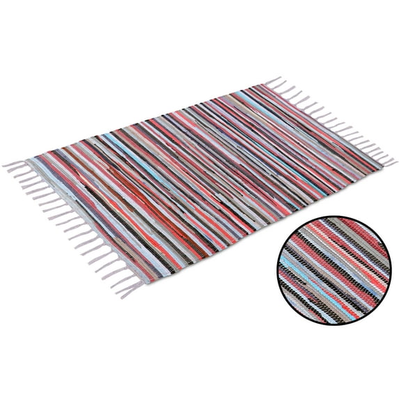 Cotton Rag Rug 36''x60'- 3’x5' - Multicolor Chindi Rug - Hand Woven Washable & Reversible for Living Room Kitchen Entryway Bedroom Rug Rag with Tassel