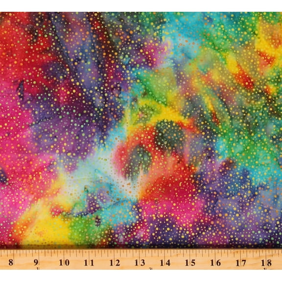 Cotton Rainbow Batiks Circles Dots Galazy Rainbow Cotton Fabric Print by the Yard (885-130MULTI)