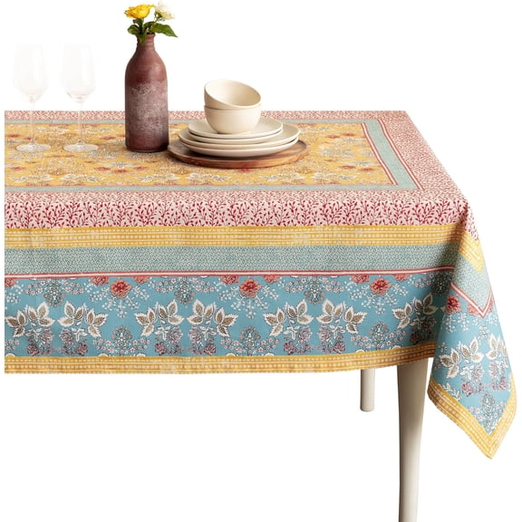 Cotton Rectangle Tablecloth 70 x 108 Inches Reusable Decorative for Dining Kitchen Farmhouse Party Home Hotel Restaurant