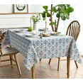 thumbnail image 1 of Cotton Rectangular Tablecloth 60×104 Inch, Floral Flower Vintage Navy Damask Pattern Washable Table Cover for Party Picnic Dinner Decor, 1 of 6