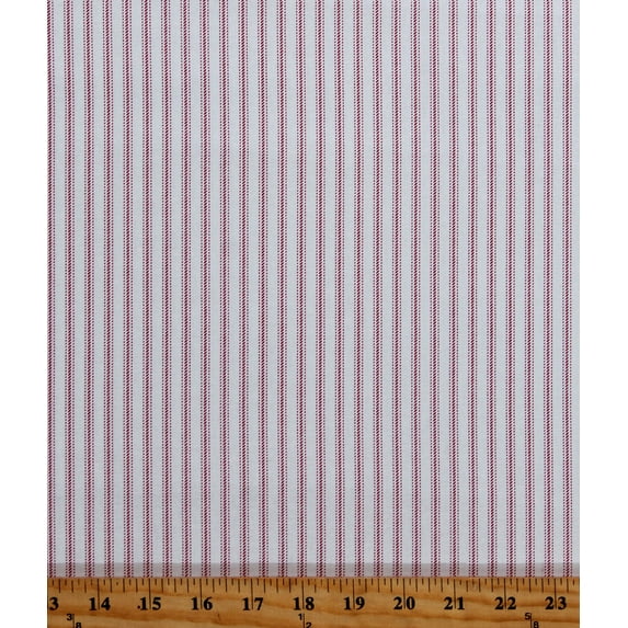 Cotton Red Ticking Stripes on White Striped Stitching Housewives Stripe Priscilla Blain Cotton Fabric Print by the Yard (9827-8)