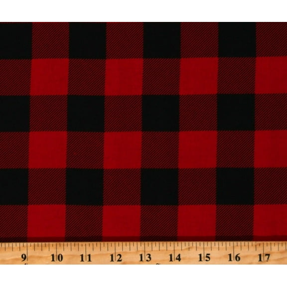 Cotton Red and Black Buffalo Plaid Buffalo Check Squares Cotton Fabric Print by the Yard (9360T-1E)