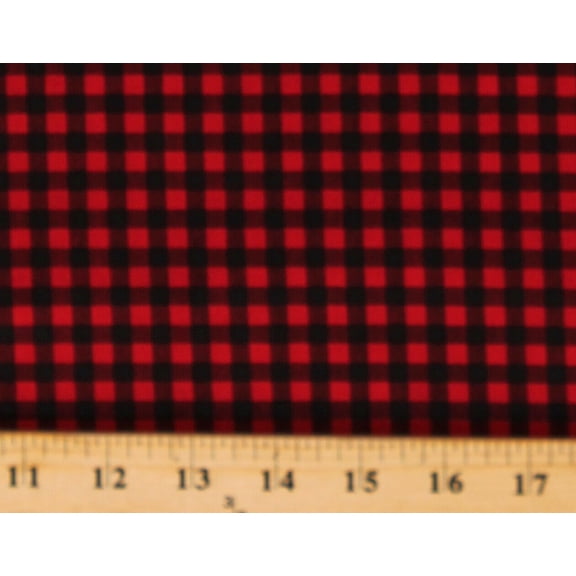 Cotton Red and Black Gingham Check Squares Tiny Plaid Cotton Fabric Print by the Yard (PLAID-C5576-RED)