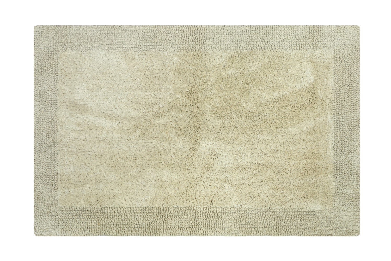 Cotton Reversible Bathmats 20"X32" Beige – 100% Cotton Scalloped Bath Mat, Anti‑Skid, Soft & Absorbent Bathroom Rug for Shower, Tub & Entryway