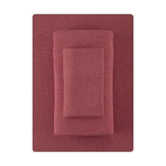 Cotton Rich Extra Soft Jersey Bed Sheet Set Twin XL Red Sedona 3 Piece