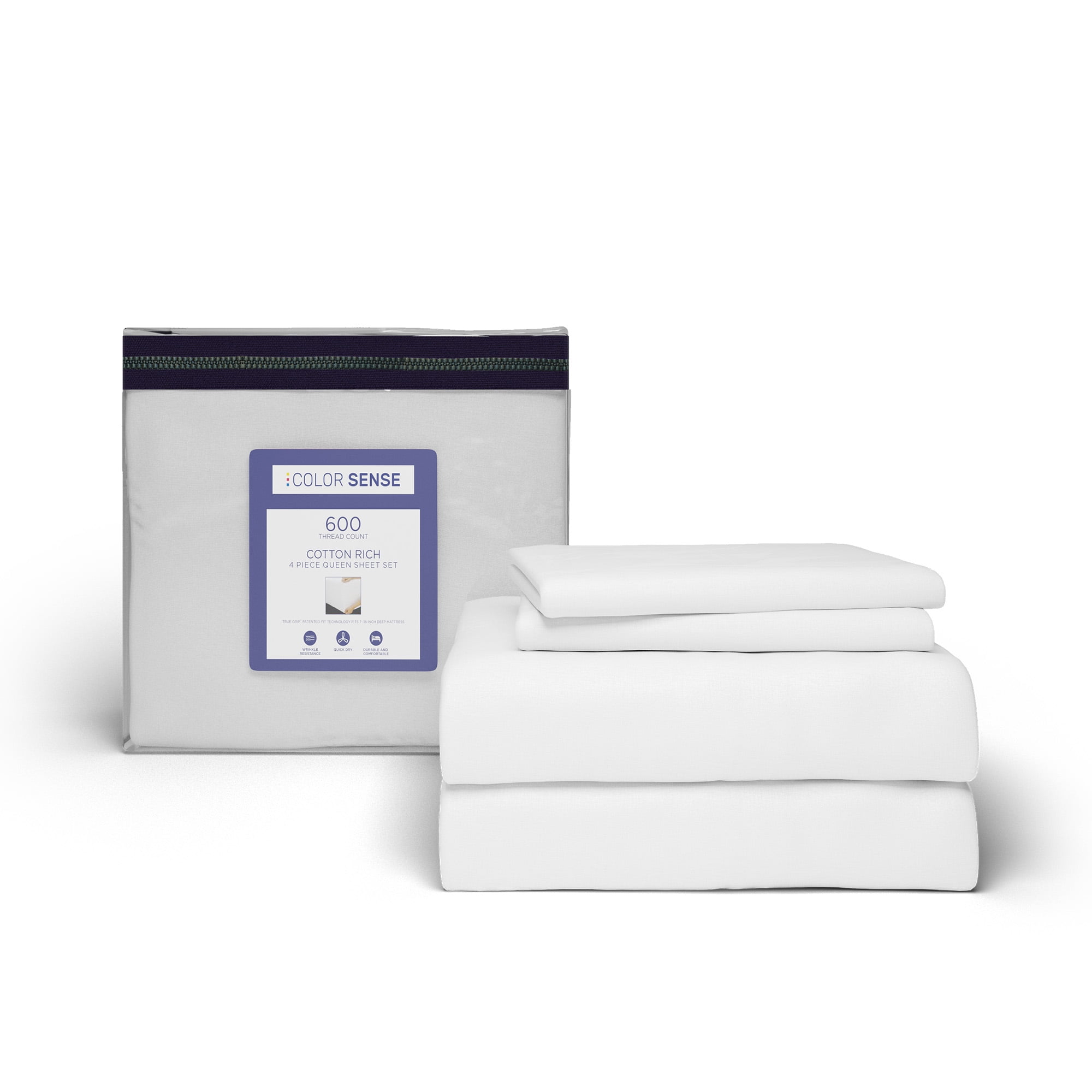 Cotton Rich King Sateen Sheet Set, 600 Thread Count Wrinkle Resistant