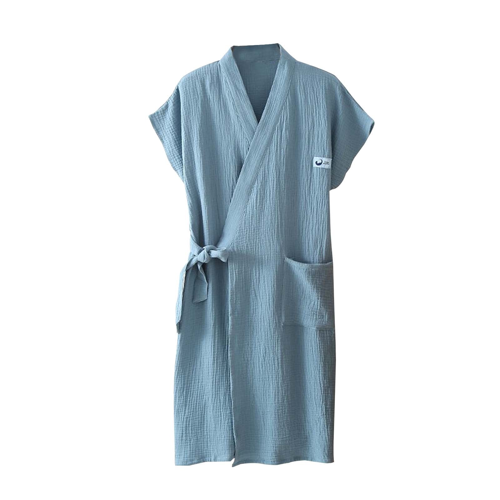 Cotton Robe Women Lightweight Short Sleeve Kimonos Bathrobe Knee Length Dressing Gown Casual Loungewear with Pocket S-84 Light Blue XL - Walmart.com Cotton Robe Women Lightweight Short Sleeve Kimonos Bathrobe Knee Length Dressing Gown Casual Loungewear with Pocket S-84 Light Blue XL - Walmart.com