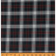 Cotton Robert Kaufman Lisbon Brushed Organic Tartan Indigo Hunter Green White and Red Plaid Twill Fabric by the Yard SRK-20988-29HUNTER