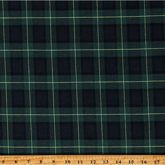 Cotton Robert Kaufman Sevenberry Classic Plaid Twill Navy Black Hunter Green Yellow Fabric by the Yard (SB-13110D10-29HUNTER)