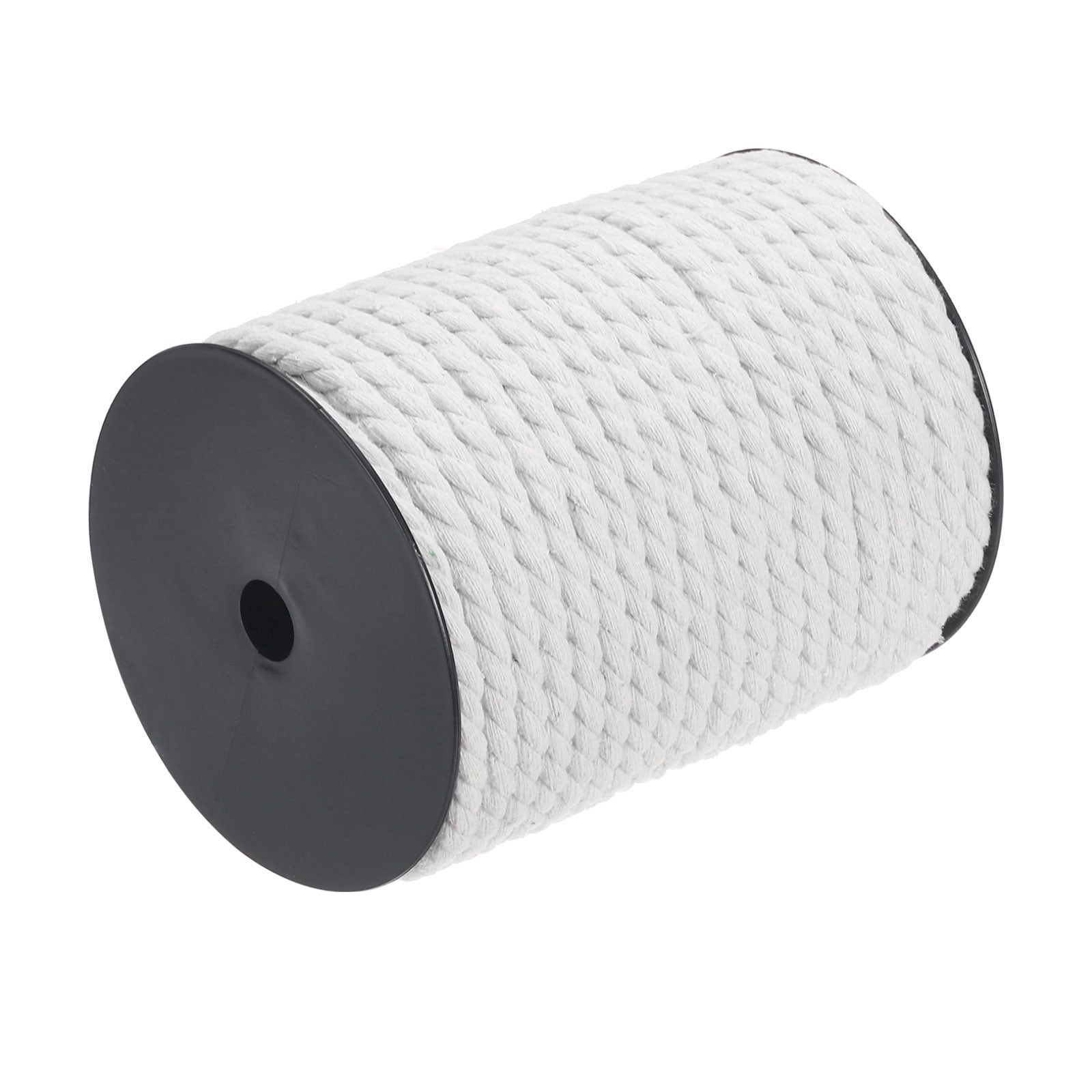 Cotton Rope 3 Strand Twisted Braided Rope Cord, Bleach 40m/47 Yard 8mm Dia for Wall Hanging, Plant Hanger