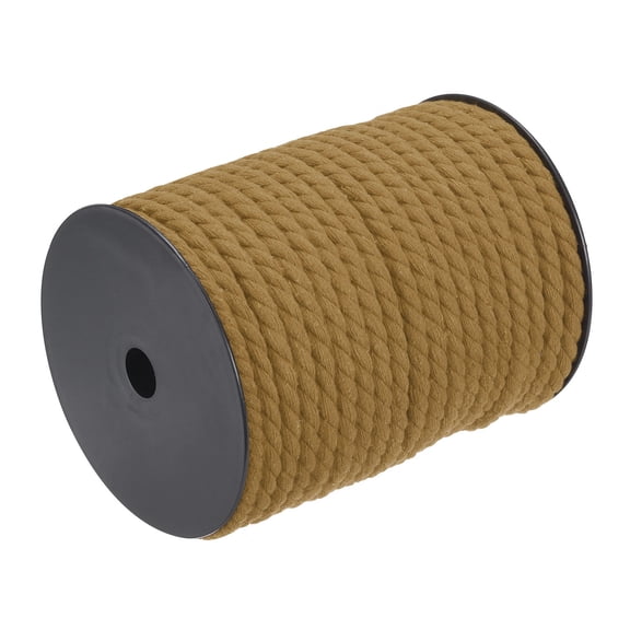 Cotton Rope 3 Strand Twisted Braided Rope Cord, Brown 40m/47 Yard 8mm Dia for Wall Hanging, Plant Hanger