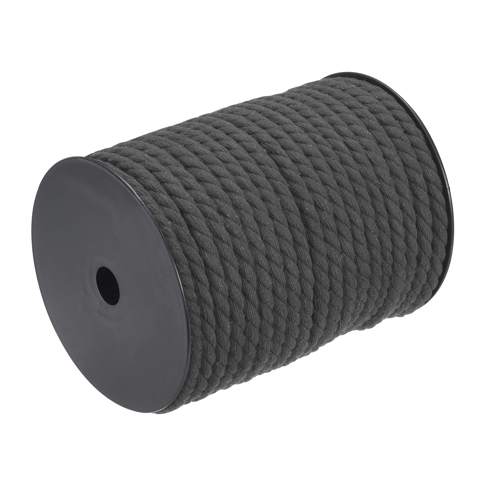 Cotton Rope 3 Strand Twisted Braided Rope Cord, Dark Gray 40m/47 Yard 8mm Dia for Wall Hanging, Plant Hanger