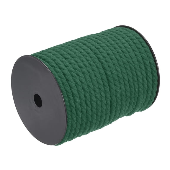 Cotton Rope 3 Strand Twisted Braided Rope Cord, Dark Green 40m/47 Yard 8mm Dia for Wall Hanging, Plant Hanger