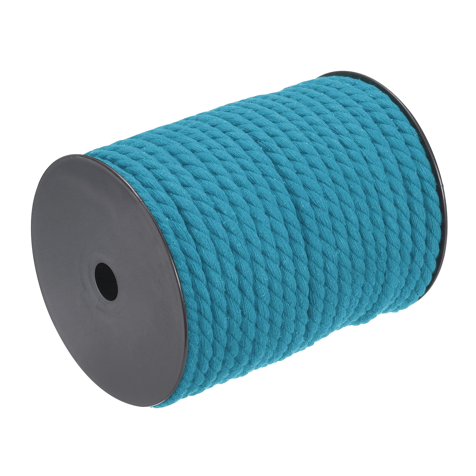 Cotton Rope 3 Strand Twisted Braided Rope Cord, Lake Blue 40m/47 Yard 8mm Dia for Wall Hanging, Plant Hanger