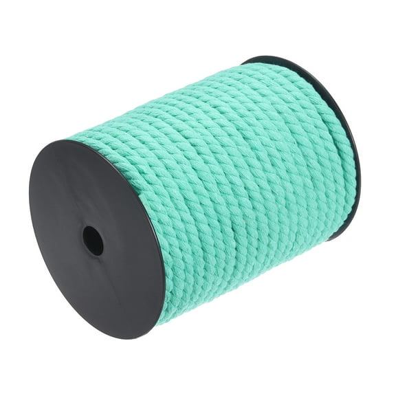 Cotton Rope 3 Strand Twisted Braided Rope Cord, Light Blue 40m/47 Yard 8mm Dia for Wall Hanging, Plant Hanger