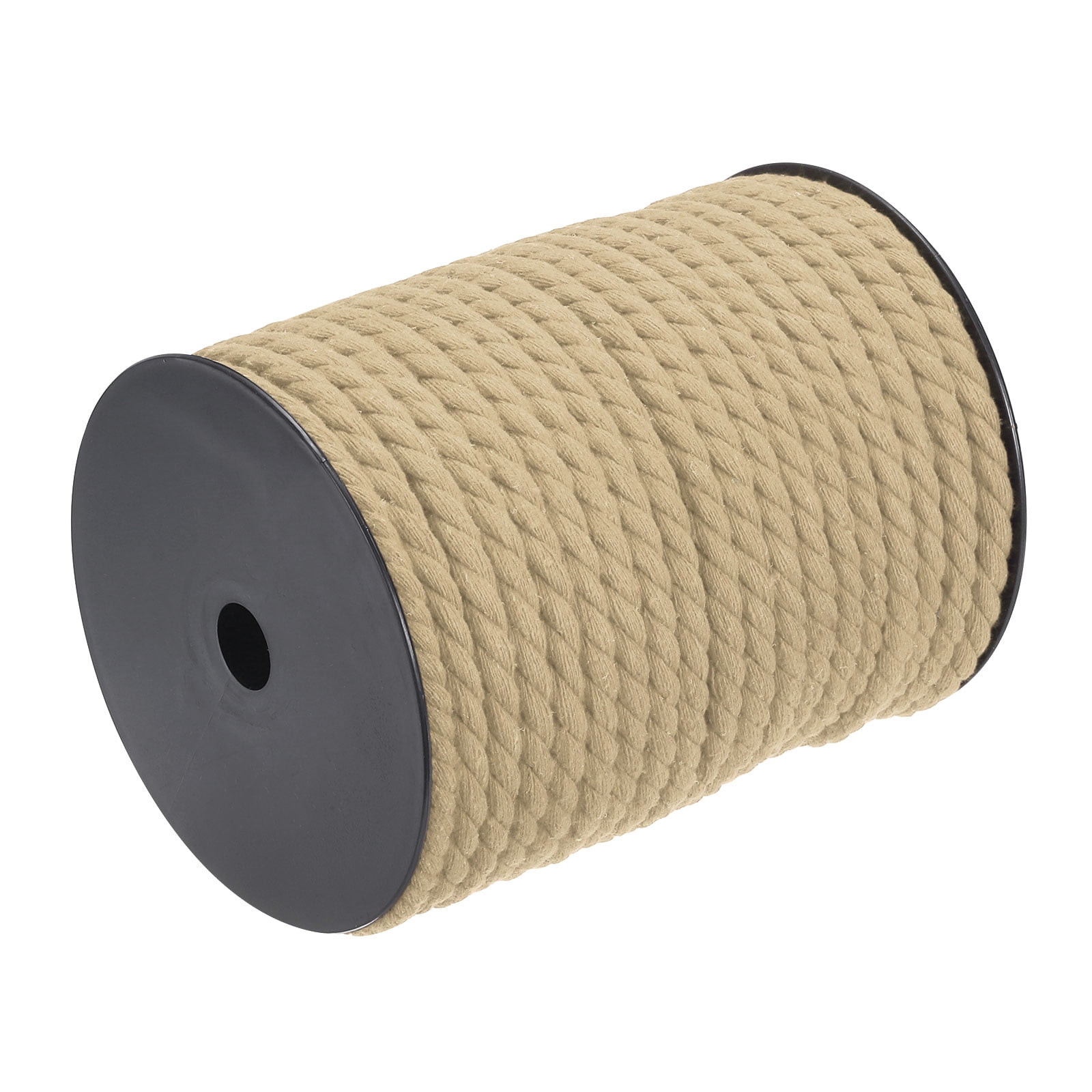 Cotton Rope 3 Strand Twisted Braided Rope Cord, Light Brown 40m/47 Yard 8mm Dia for Wall Hanging, Plant Hanger