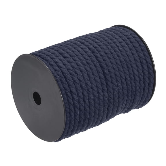 Cotton Rope 3 Strand Twisted Braided Rope Cord, Navy Blue 40m/47 Yard 8mm Dia for Wall Hanging, Plant Hanger