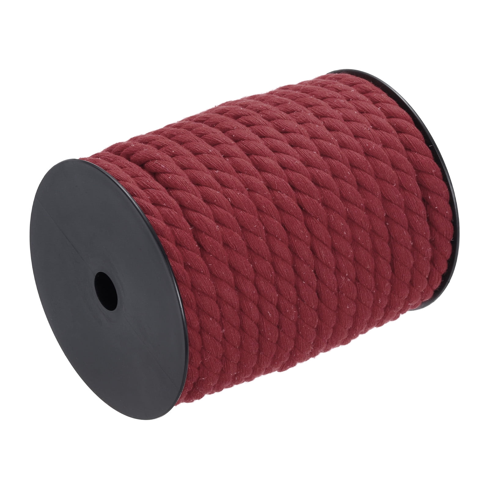 Cotton Rope 3 Strand Twisted Braided Rope Cord, Wine Red 23m/25 Yard ...