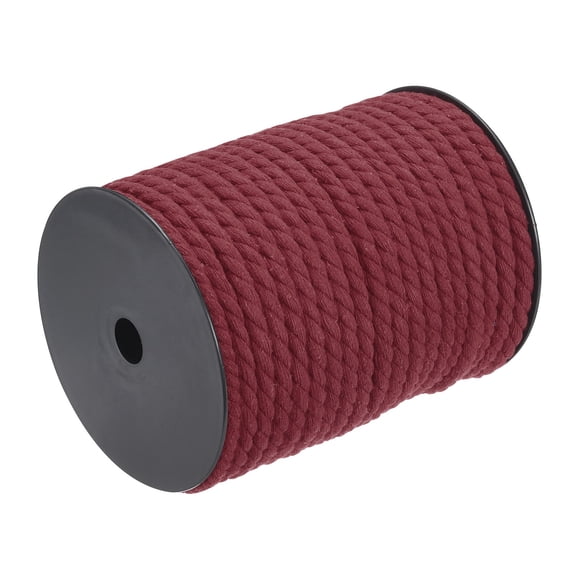 Cotton Rope 3 Strand Twisted Braided Rope Cord, Wine Red 40m/47 Yard 8mm Dia for Wall Hanging, Plant Hanger