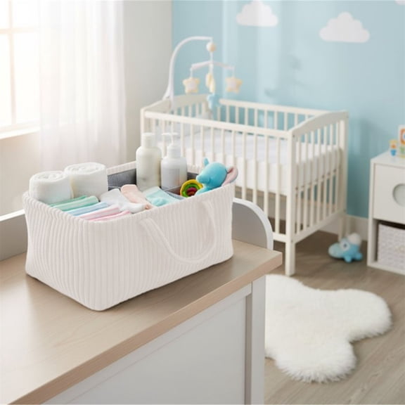 Cotton Rope Basket, Storage Basket, Closet Organizer Bin, 3-Compartments Caddy Organizer with Handle for Organizing Blankets, Clothes, Towels, Pillows