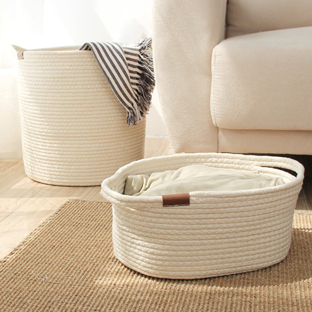 Cotton Rope Basket for Blankets Living Room,Blanket Basket & Storage Baskets for Organizing ...