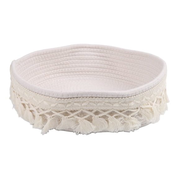 Cotton Rope Basket with Boho Tassel for Makeup Desk and Home Use Portable and Organizer for Laundry Toys and Blankets