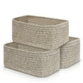 thumbnail image 1 of 3 Pack Storage Basket, 12"x8"x5"' (8L) Rectangle Woven Baskets for Storage, Cotton Rope Basket for toys, Towel Baskets for Bathroom, Closet Organizer Bins Shelves Organizer, Decorative Basket(Brown), 1 of 7