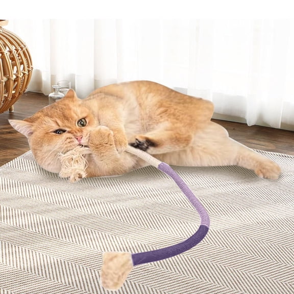 Cotton Rope Cat Chew Toy with Catnip, Natural Fiber Safe for Teething and Teeth Cleaning, Snake Shape for Self Entertainment and Dental Health for Kittens