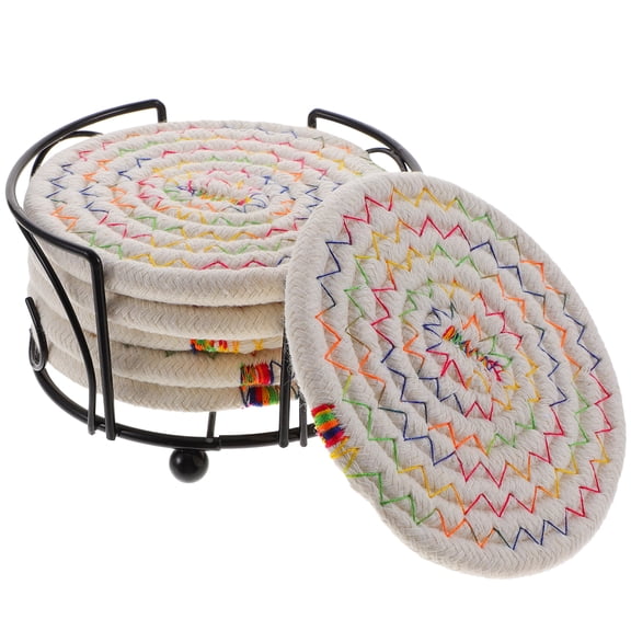 NIAIZEK Heat Insulation Cotton Woven Coasters 6pcs Heat Resistant Elegant Decorative Indoor Outdoor Use