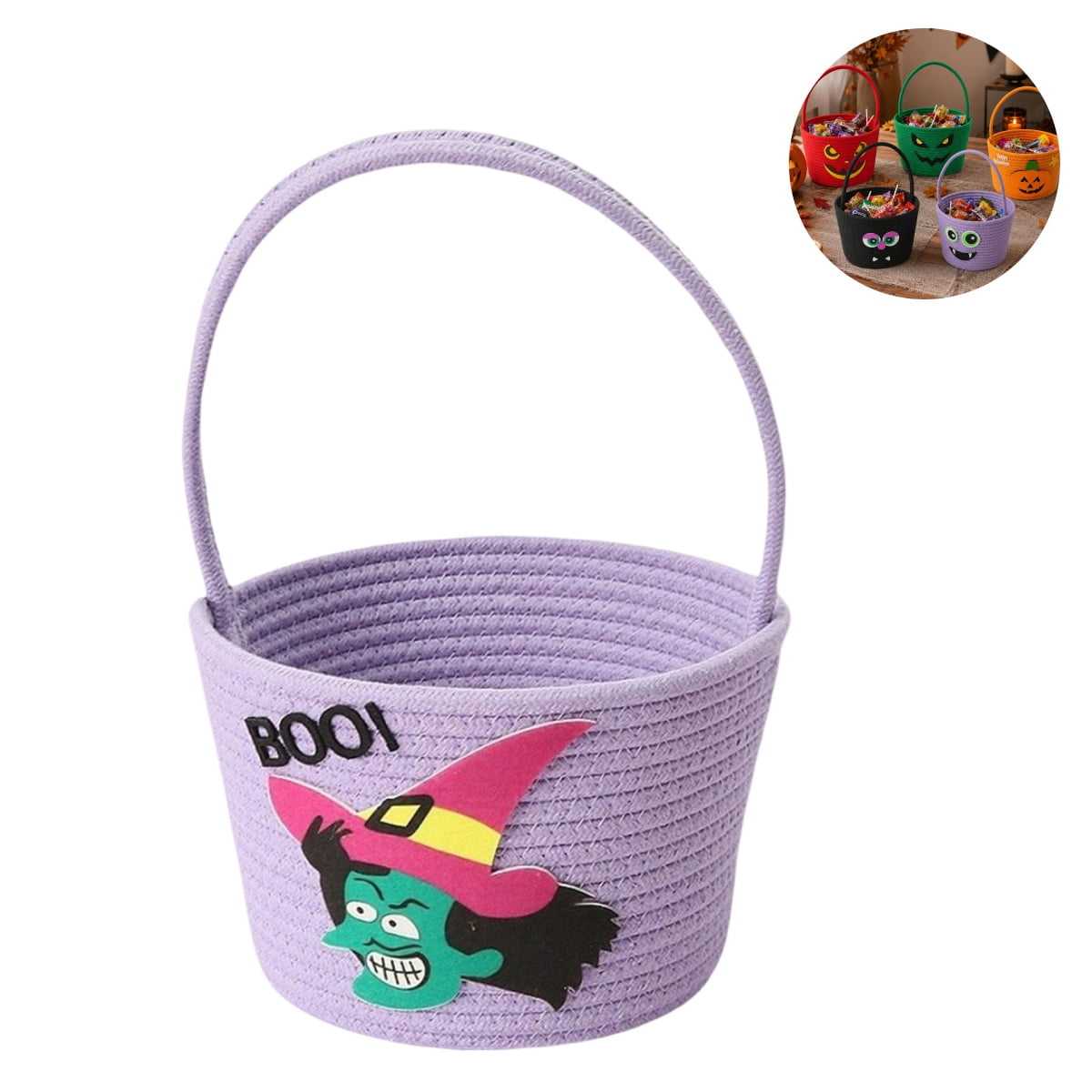 Cotton Rope Halloween Trick or Treat Candy Basket, Handheld