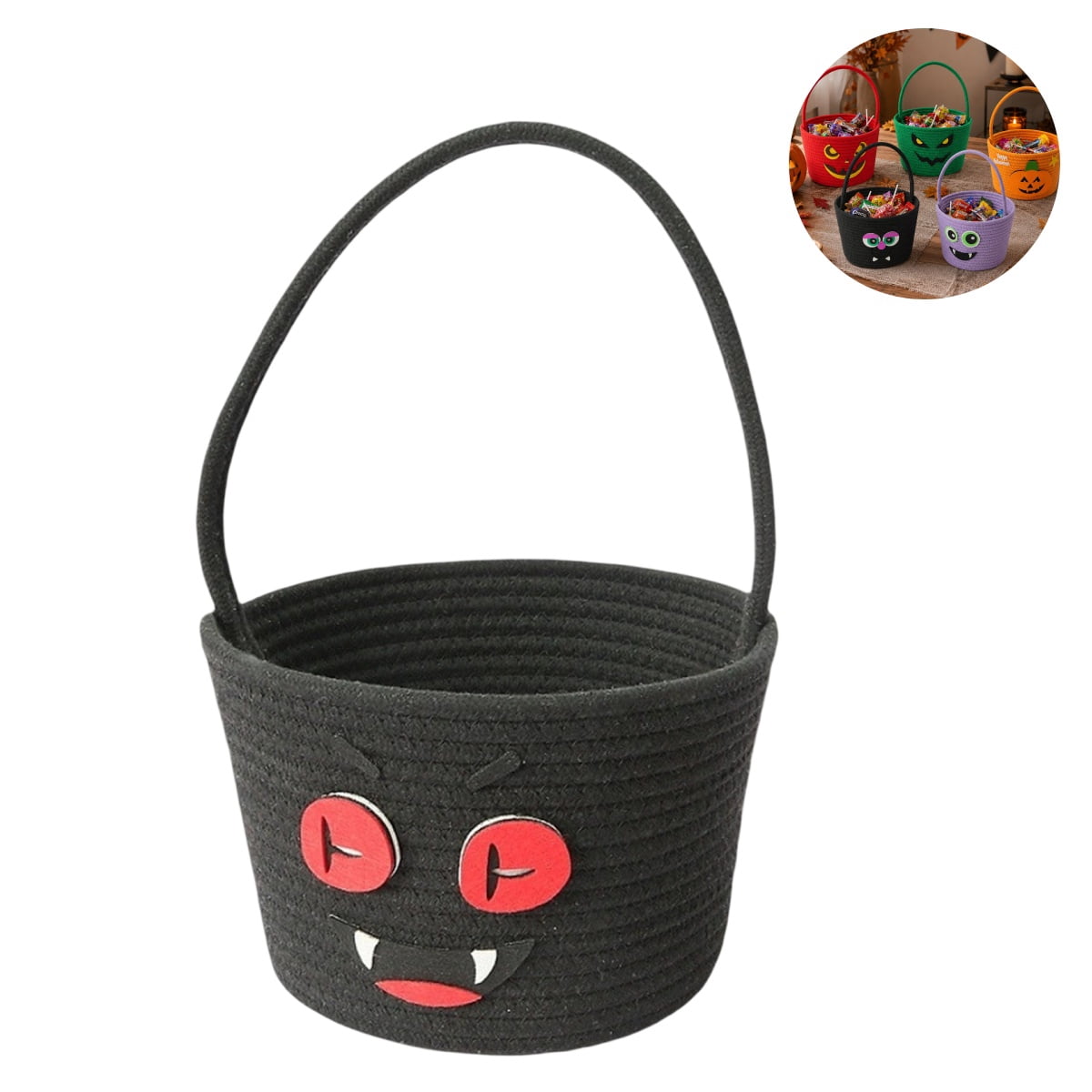 Cotton Rope Halloween Trick or Treat Candy Basket, Handheld