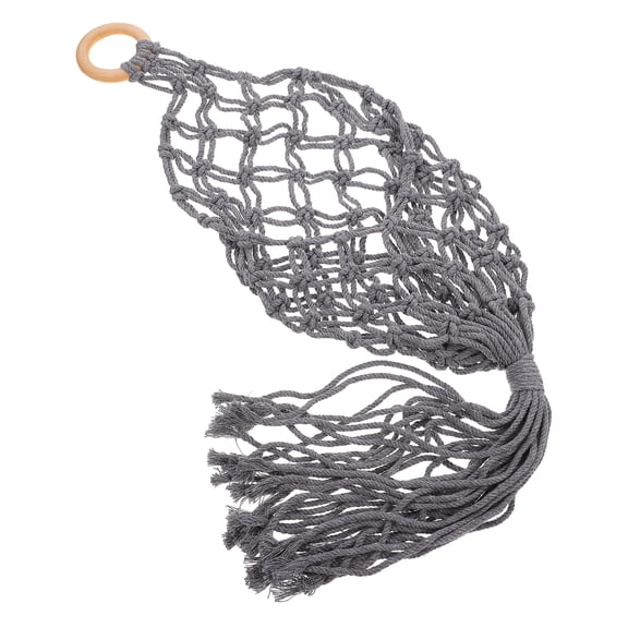 STRANDCHIC Grey Woven Hanging Basket with Cotton Rope, Small Storage Organizer, 27.6x13.8in, 1 Piece for Home and Office