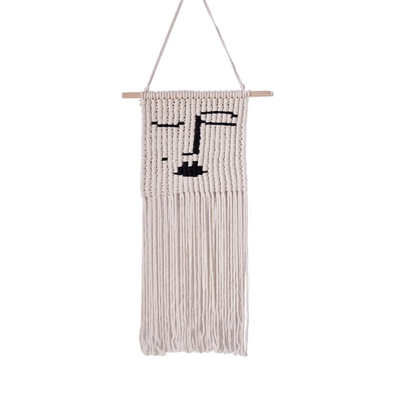 Cotton Rope Macrames Tapestrys Portrait Face Handwoven Tassels Wall Hangings