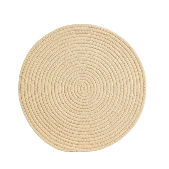 Cotton Rope Placemat, Heat Resistant Table Mat, Woven Natural Fiber Round Dish Mat for Home Dining, Multi-Size Options, Thick Layered Structure, Textured Earthy Tone Design, Tabletop Protection
