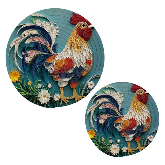Cotton Rope Pot Holder Set of 2 Kitchen Trivets Beautiful Rooster Potholdersfor Hot Pans & Dishes