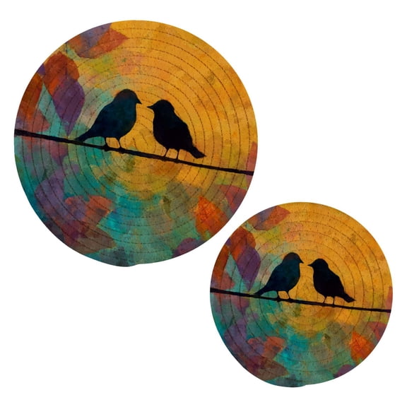 Cotton Rope Pot Holder Set of 2 Kitchen Trivets Birds on A Wire Potholdersfor Hot Pans & Dishes