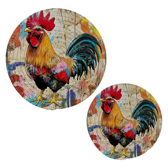 Cotton Rope Pot Holder Set of 2 Kitchen Trivets Colorful Rooster Potholdersfor Hot Pans & Dishes