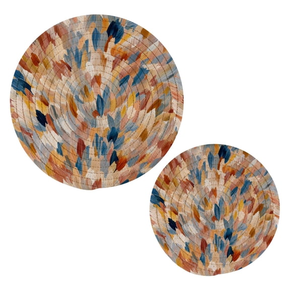 Cotton Rope Pot Holder Set of 2 Kitchen Trivets Earthy Colors Watercolor-textured Potholdersfor Hot Pans & Dishes