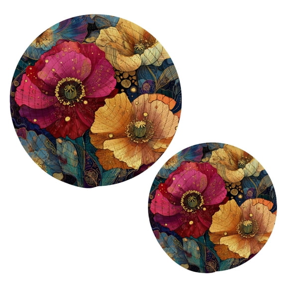 Cotton Rope Pot Holder Set of 2 Kitchen Trivets Vibrant and Intricate Flowers Potholdersfor Hot Pans & Dishes