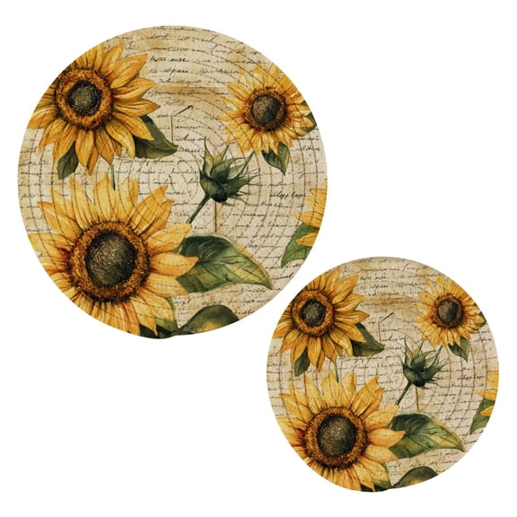 Cotton Rope Pot Holder Set of 2 Kitchen Trivets Vintage Sunflowers Potholdersfor Hot Pans & Dishes