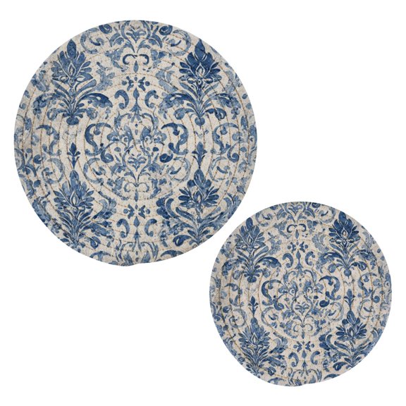 Cotton Rope Pot Holder Set of 2 Kitchen Trivets Vintage Watercolor Floral Pattern Potholdersfor Hot Pans & Dishes