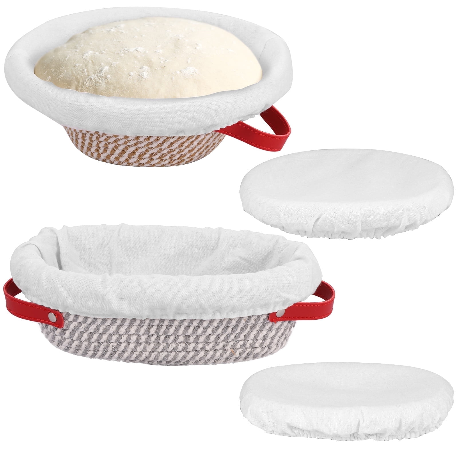 Cotton Rope Proofing Basket for Bread Baking Oval And Round Banneton Bread Basket with Liner And Cover for Homemade Sourdough Baking