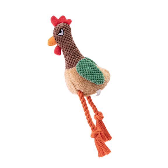 Cotton Rope Rooster Squeaky Toy for Aggressive Chewers Engagement Outdoor Fetching Game Teething Toy for Dog