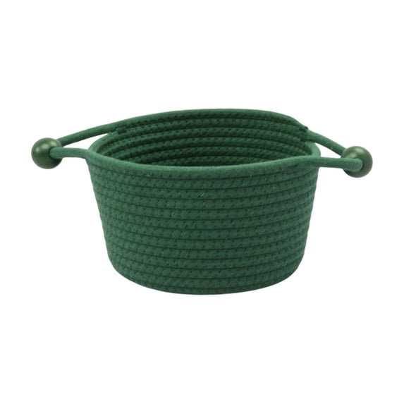Cotton Rope Storage Basket with Beaded Grips – Multi-Use Desktop Bin for Organizing Small Items, Home Office and Nursery Decor
