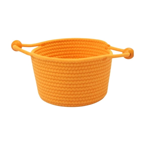 Cotton Rope Storage Basket with Beaded Grips – Multi-Use Desktop Bin for Organizing Small Items, Home Office and Nursery Decor