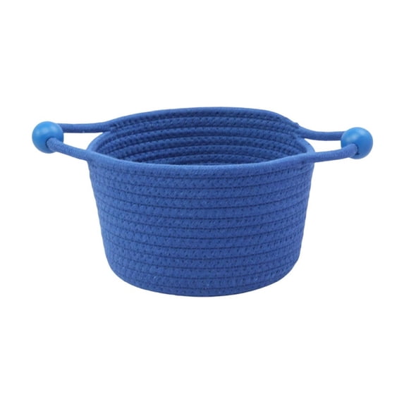Cotton Rope Storage Basket with Beaded Grips – Multi-Use Desktop Bin for Organizing Small Items, Home Office and Nursery Decor