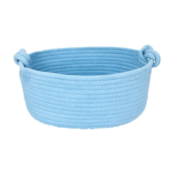 Cotton Rope Storage Basket with Knotted Handles Woven Round Organizer Tray Multi Size Decorative Storage Bin for Bedroom Bathroom Kitchen Countertop